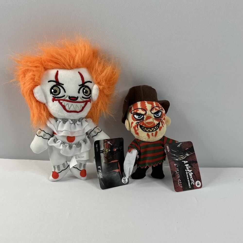 RUZ Small 6" PLUSH IT Pennywise & Backpack Clip Freddy Kreuger NWT
